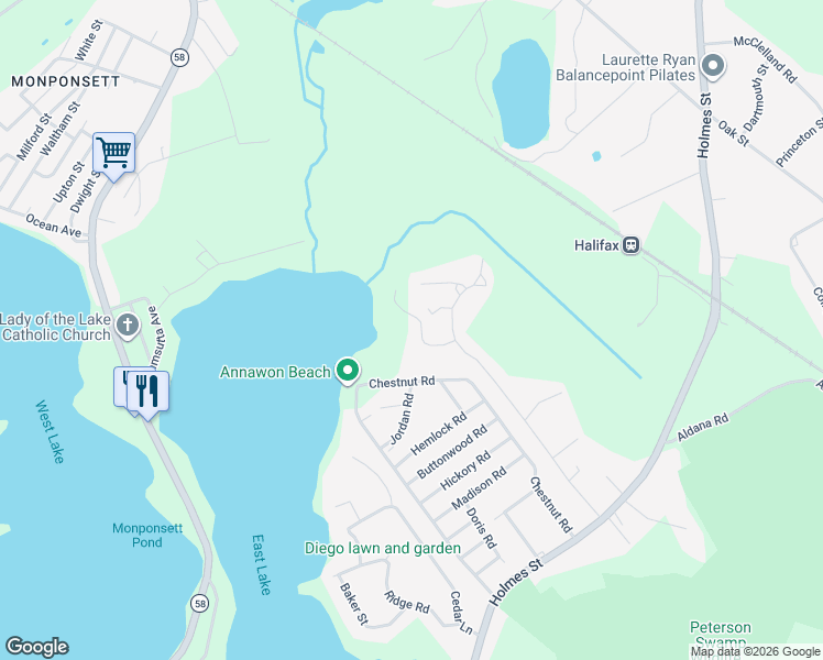 map of restaurants, bars, coffee shops, grocery stores, and more near 588 Twin Lakes Drive in Halifax