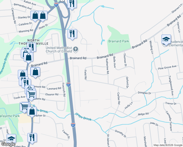 map of restaurants, bars, coffee shops, grocery stores, and more near 10 Drummond Road in Enfield