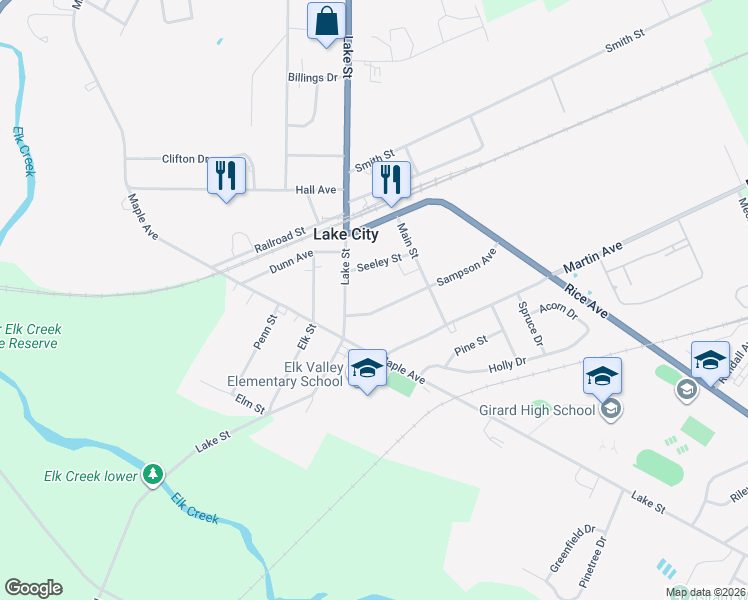 map of restaurants, bars, coffee shops, grocery stores, and more near 10066 Sampson Avenue in Lake City