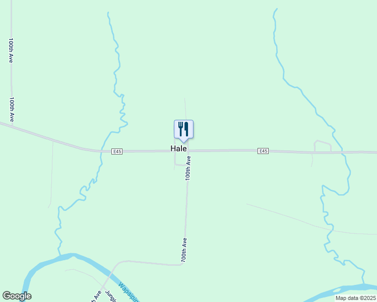 map of restaurants, bars, coffee shops, grocery stores, and more near 9065 County Road E45 in Wyoming