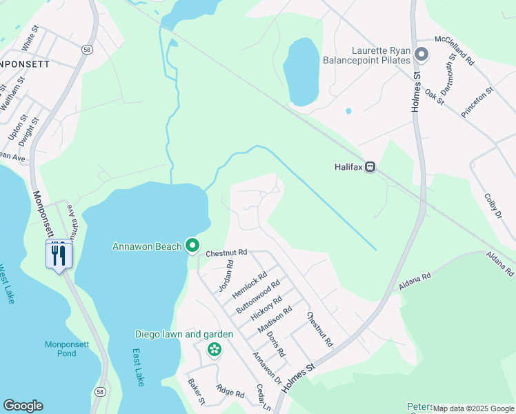 map of restaurants, bars, coffee shops, grocery stores, and more near 705 Twin Lakes Drive in Halifax