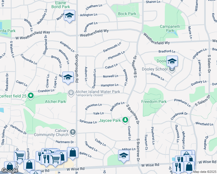 map of restaurants, bars, coffee shops, grocery stores, and more near 1403 Hampton Lane in Schaumburg