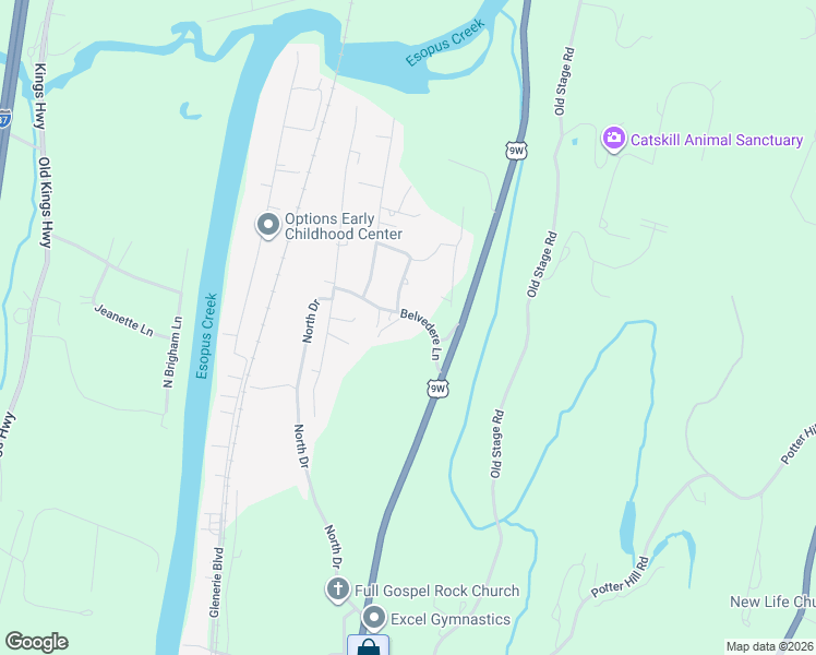 map of restaurants, bars, coffee shops, grocery stores, and more near 38 Juniper Lane in Saugerties