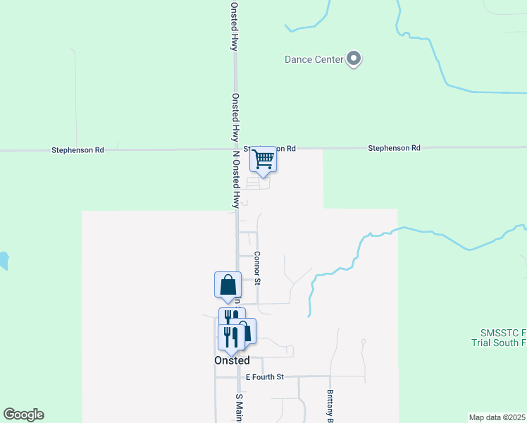 map of restaurants, bars, coffee shops, grocery stores, and more near 419 Connor Street in Onsted
