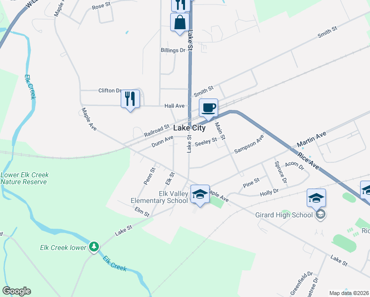 map of restaurants, bars, coffee shops, grocery stores, and more near in Lake City
