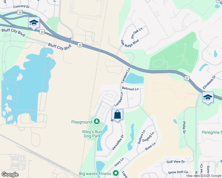 map of restaurants, bars, coffee shops, grocery stores, and more near 980 Lambert Lane in Bartlett