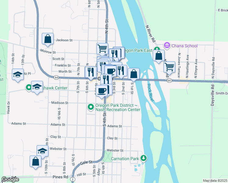 map of restaurants, bars, coffee shops, grocery stores, and more near 300 Jefferson Street in Oregon