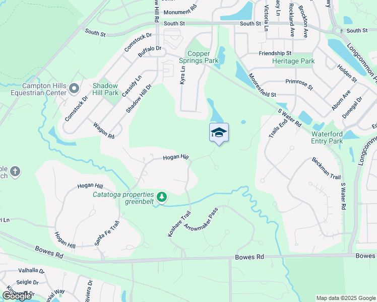 map of restaurants, bars, coffee shops, grocery stores, and more near 38W684 Hogan Hill in Elgin