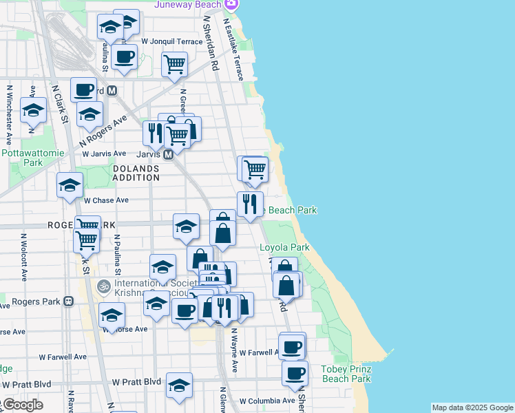 map of restaurants, bars, coffee shops, grocery stores, and more near in Chicago