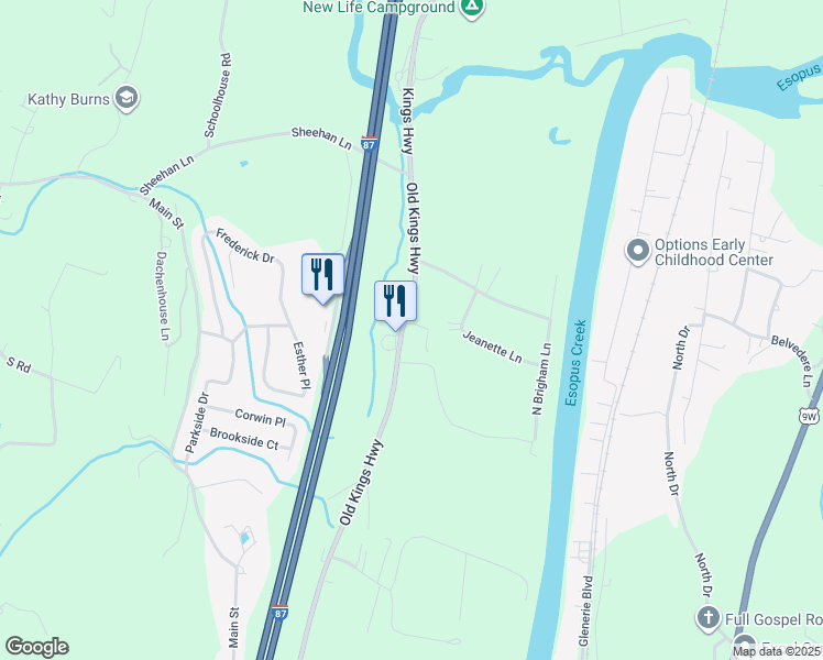 map of restaurants, bars, coffee shops, grocery stores, and more near 222 Old Kings Highway in Lake Katrine