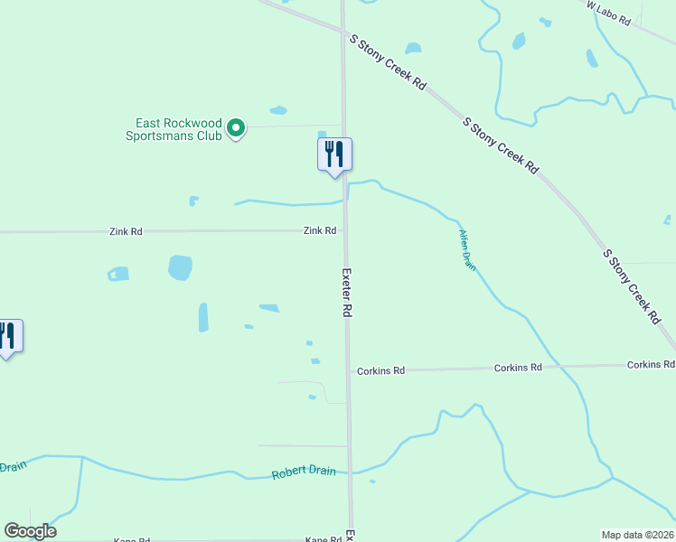 map of restaurants, bars, coffee shops, grocery stores, and more near 9601 Exeter Road in Carleton