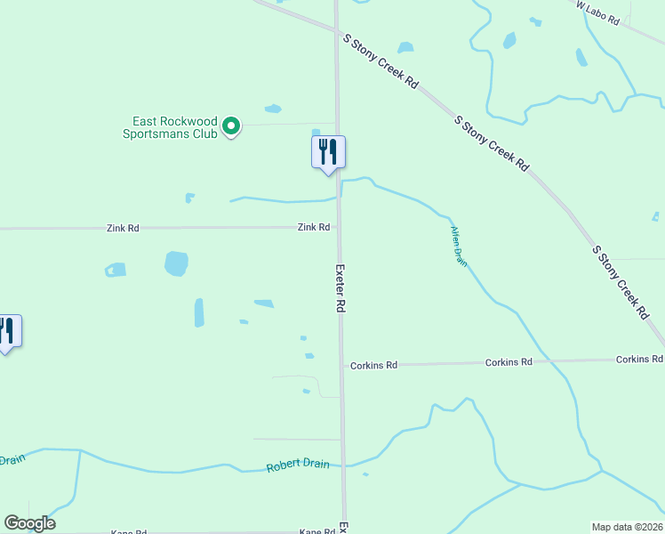 map of restaurants, bars, coffee shops, grocery stores, and more near 9601 Exeter Road in Carleton