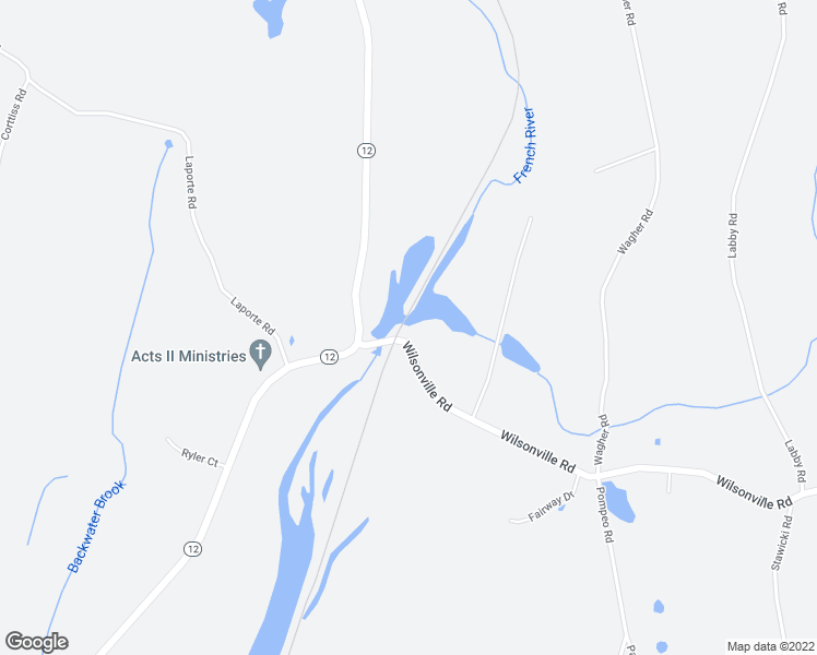 map of restaurants, bars, coffee shops, grocery stores, and more near 2 Wilsonville Road in Thompson