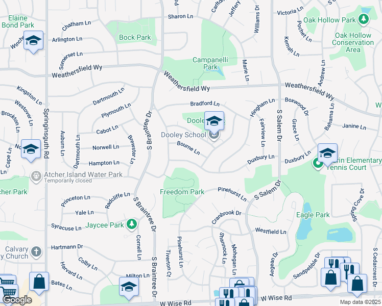 map of restaurants, bars, coffee shops, grocery stores, and more near 1035 Bourne Ln in Schaumburg