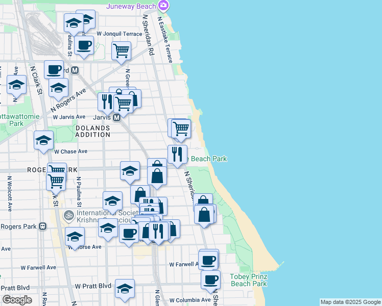 map of restaurants, bars, coffee shops, grocery stores, and more near in Chicago