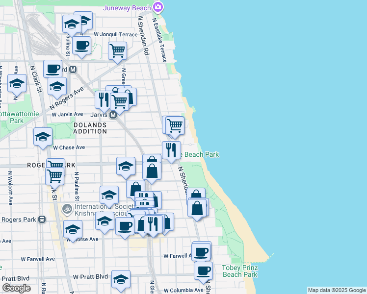 map of restaurants, bars, coffee shops, grocery stores, and more near in Chicago