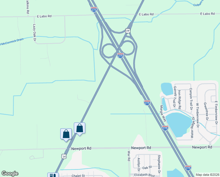 map of restaurants, bars, coffee shops, grocery stores, and more near 9385 Telegraph Road in Carleton