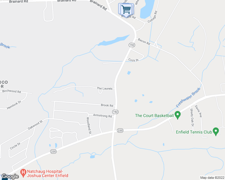 map of restaurants, bars, coffee shops, grocery stores, and more near 217 North Maple Street in Enfield