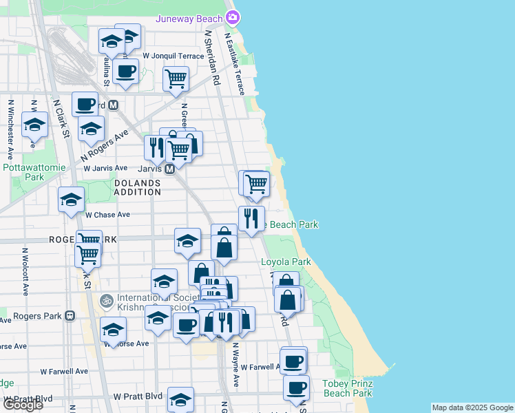 map of restaurants, bars, coffee shops, grocery stores, and more near in Chicago