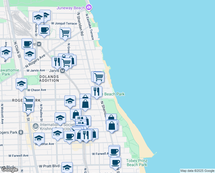 map of restaurants, bars, coffee shops, grocery stores, and more near in Chicago