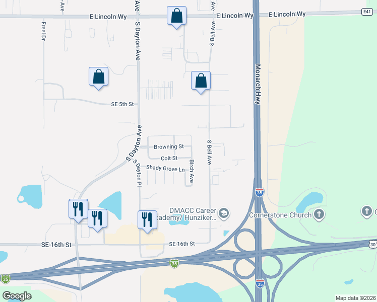 map of restaurants, bars, coffee shops, grocery stores, and more near 1006 South Dayton Avenue in Ames
