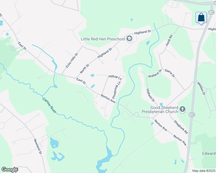 map of restaurants, bars, coffee shops, grocery stores, and more near 23 Meadowbrook Lane in Easton