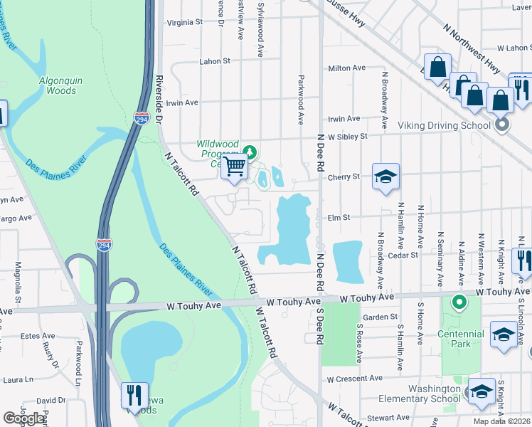 map of restaurants, bars, coffee shops, grocery stores, and more near 333 Murphy Lake Lane in Park Ridge