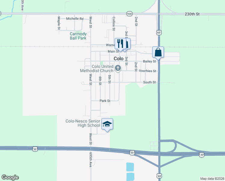 map of restaurants, bars, coffee shops, grocery stores, and more near 708 5th Street in Colo