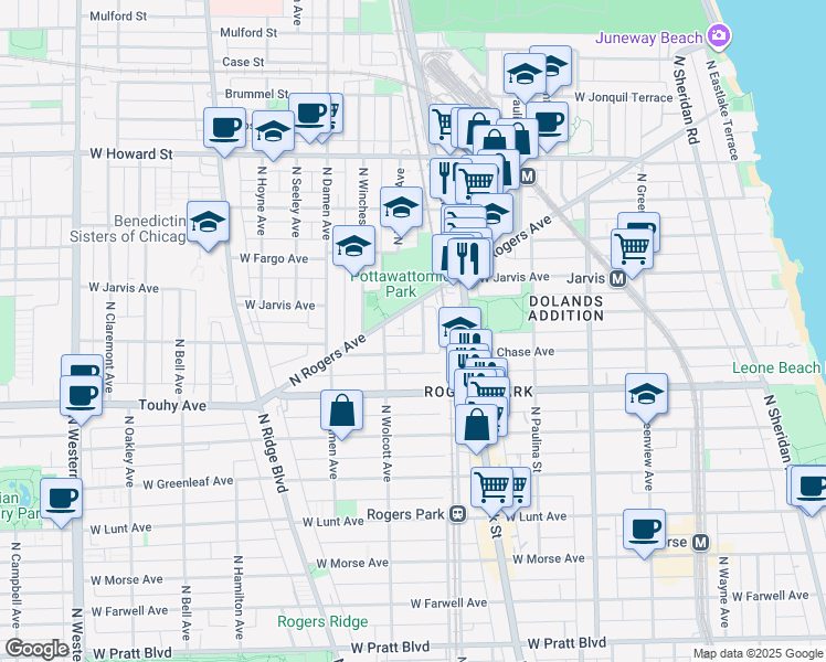 map of restaurants, bars, coffee shops, grocery stores, and more near in Chicago