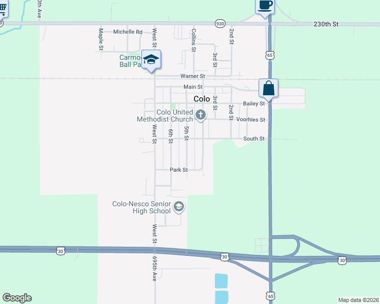 map of restaurants, bars, coffee shops, grocery stores, and more near 708 5th Street in Colo