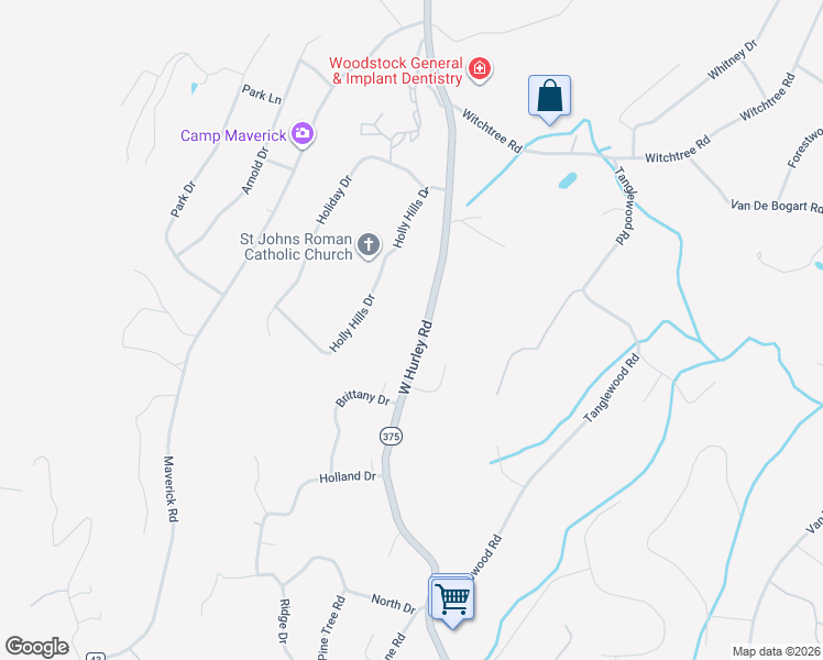 map of restaurants, bars, coffee shops, grocery stores, and more near 178 New York 375 in West Hurley