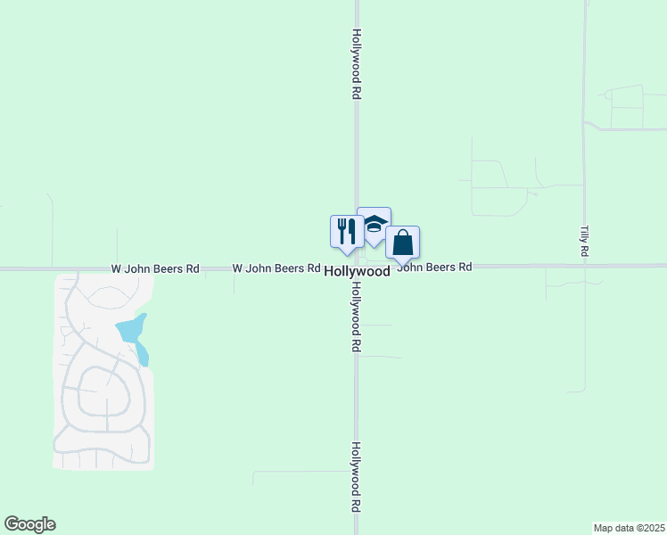 map of restaurants, bars, coffee shops, grocery stores, and more near 143 West John Beers Road in Stevensville