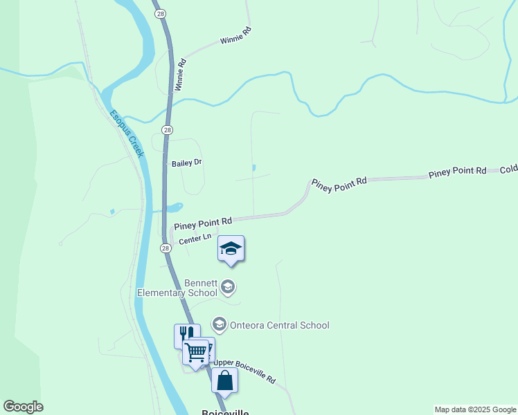 map of restaurants, bars, coffee shops, grocery stores, and more near 53 Piney Point Road in Boiceville