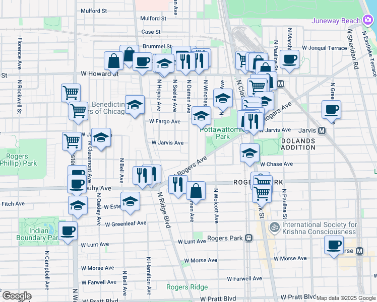 map of restaurants, bars, coffee shops, grocery stores, and more near in Chicago