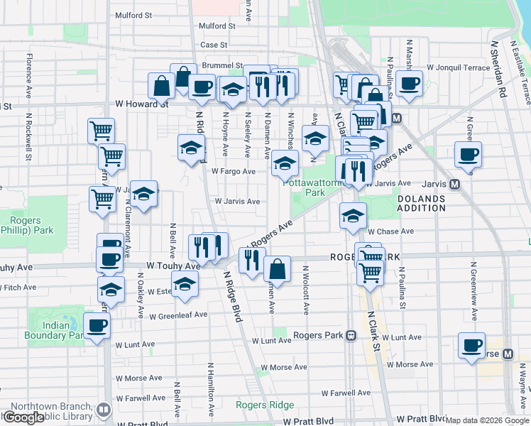 map of restaurants, bars, coffee shops, grocery stores, and more near in Chicago
