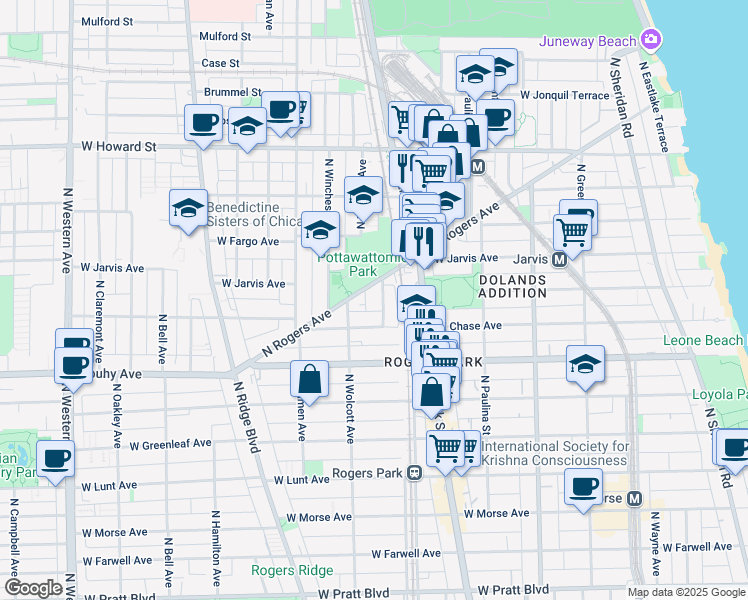 map of restaurants, bars, coffee shops, grocery stores, and more near in Chicago