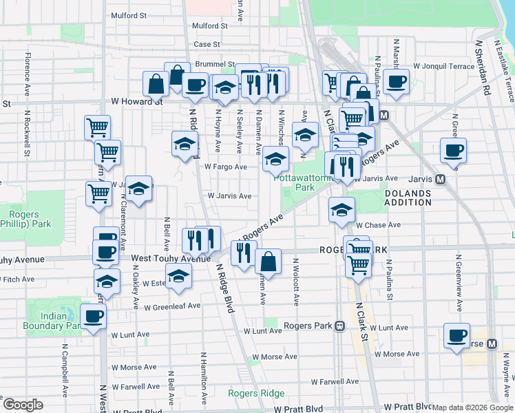 map of restaurants, bars, coffee shops, grocery stores, and more near in Chicago