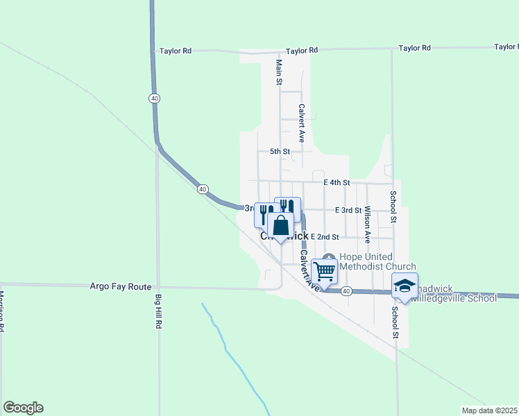map of restaurants, bars, coffee shops, grocery stores, and more near 301 Marion Avenue in Chadwick