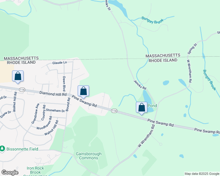 map of restaurants, bars, coffee shops, grocery stores, and more near 11 Eagle Drive in Cumberland