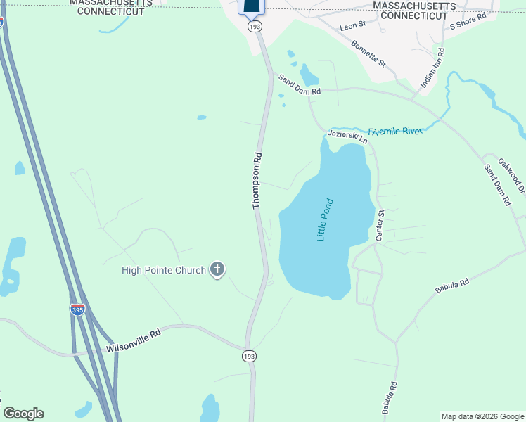 map of restaurants, bars, coffee shops, grocery stores, and more near 1261 Thompson Road in Thompson