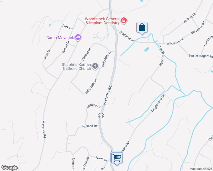 map of restaurants, bars, coffee shops, grocery stores, and more near 178 New York 375 in West Hurley