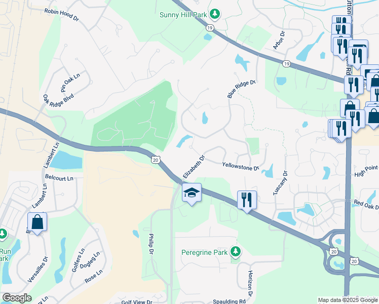 map of restaurants, bars, coffee shops, grocery stores, and more near 1571 Yellowstone Drive in Streamwood