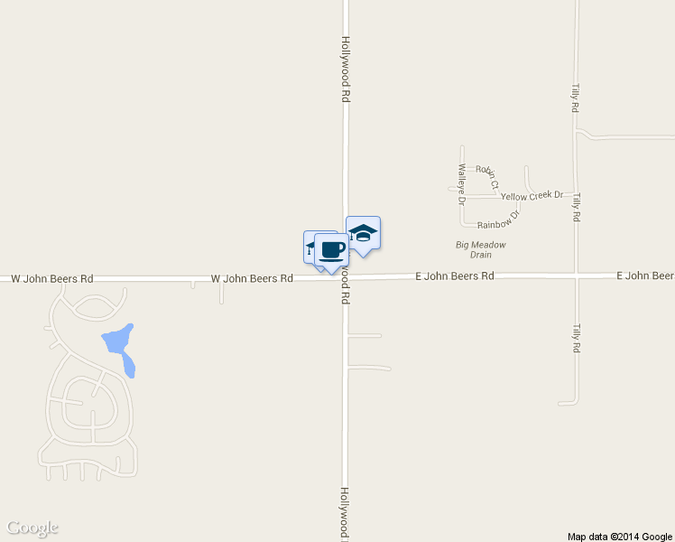 map of restaurants, bars, coffee shops, grocery stores, and more near 5696 Hollywood Road in St. Joseph