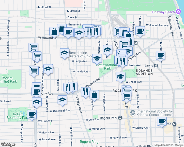 map of restaurants, bars, coffee shops, grocery stores, and more near in Chicago