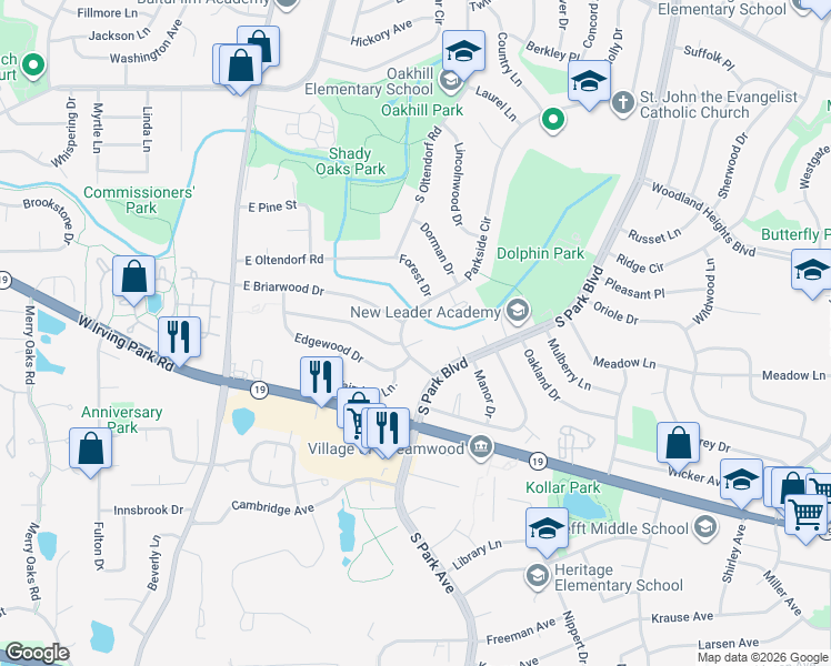 map of restaurants, bars, coffee shops, grocery stores, and more near 907 Crestwood Court in Streamwood
