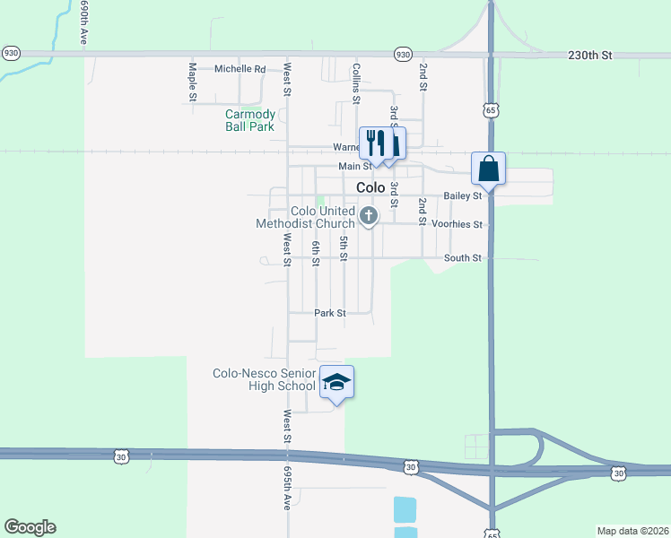 map of restaurants, bars, coffee shops, grocery stores, and more near 708 5th Street in Colo