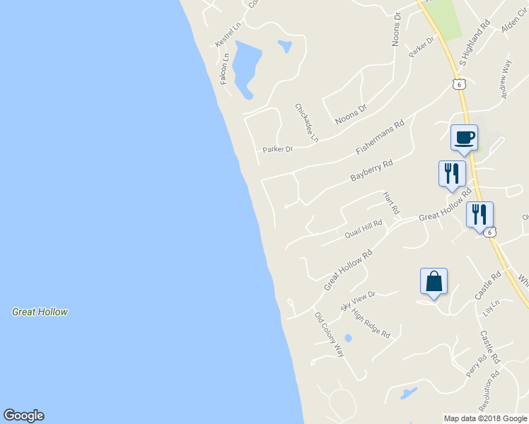 map of restaurants, bars, coffee shops, grocery stores, and more near 51 Fishermans Road in Truro