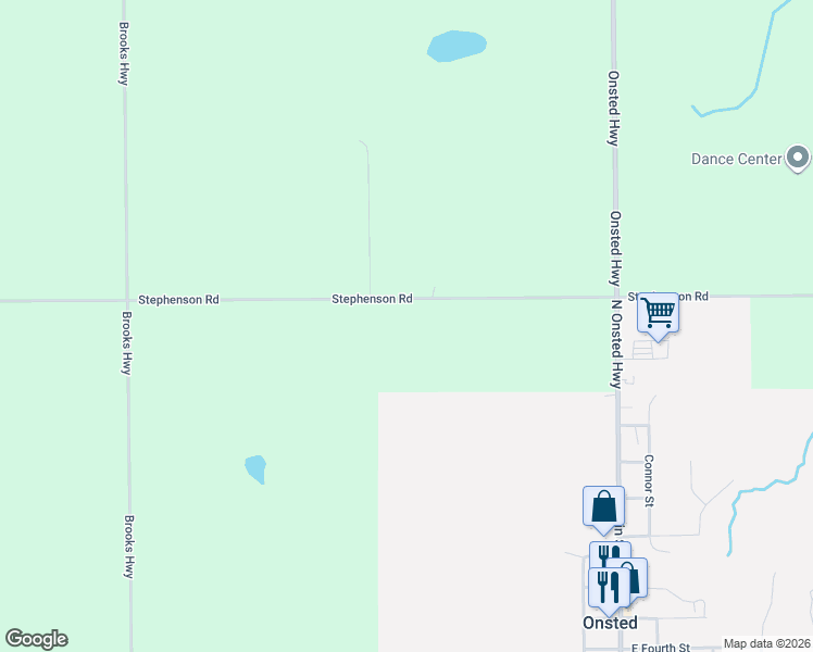 map of restaurants, bars, coffee shops, grocery stores, and more near 10455-10573 Stephenson Road in Onsted