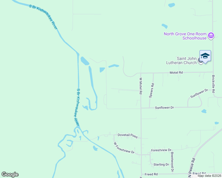 map of restaurants, bars, coffee shops, grocery stores, and more near 1835 West Motel Road in Sycamore