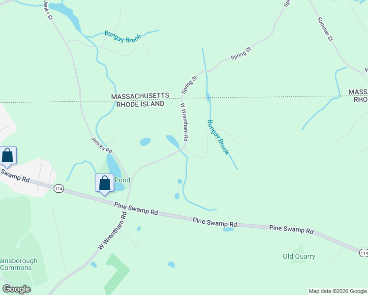 map of restaurants, bars, coffee shops, grocery stores, and more near 399 W Wrentham Rd in Cumberland